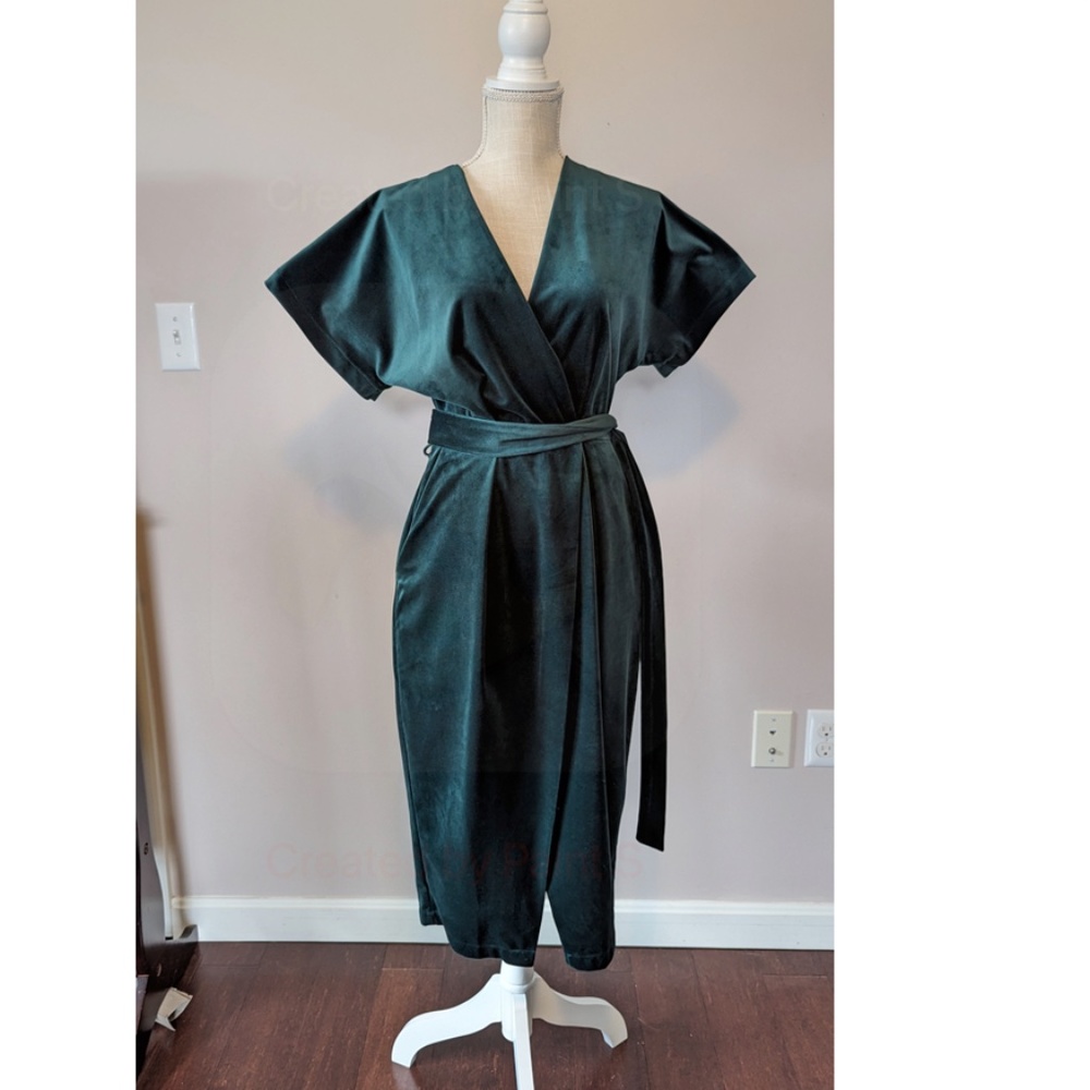 Velvet Wrap Dress with pockets